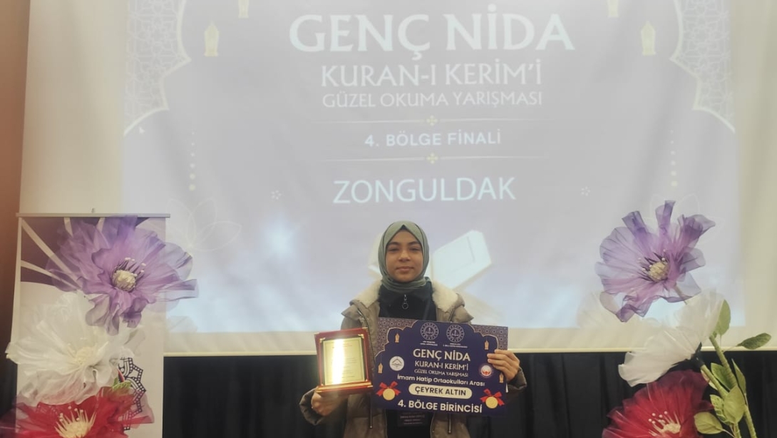 Genç Nida Kur'an-ı Kerimi Güzel Okuma Yarışmasında Tosya Mehmet Akif Ersoy İmam Hatip Ortaokulu Öğrencimizden Büyük Başarı